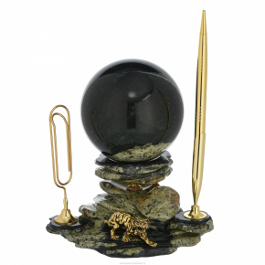 Настольный набор с шаром "Тигр" из натурального камня, фотография 0. Интернет-магазин ЛАВКА ПОДАРКОВ
