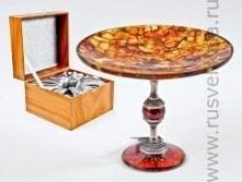 16016-Б Янтарь Конфетница на ножке в ПУ Бронза