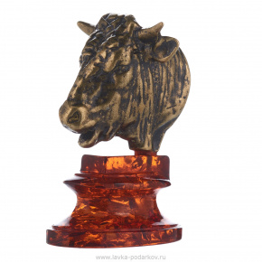 Статуэтка с янтарем "Бюст быка малый", фотография 0. Интернет-магазин ЛАВКА ПОДАРКОВ