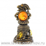 Сувенирный колокольчик "Коза-дереза" с янтарем