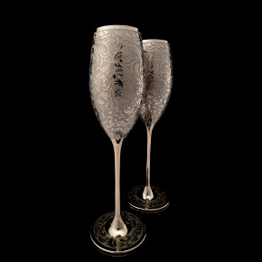 Хрустальные бокалы для шампанского "Платиновый узор" на 2 персоны, фотография 0. Интернет-магазин ЛАВКА ПОДАРКОВ
