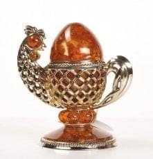 16008-с Янтарь Сувенир-шкатулка "Курочка" Серебро 875*  