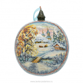 Новогодний елочный шар с росписью "Поздняя осень", фотография 0. Интернет-магазин ЛАВКА ПОДАРКОВ