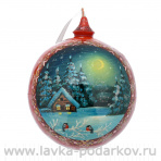 Новогодний елочный шар с росписью "Снегири"