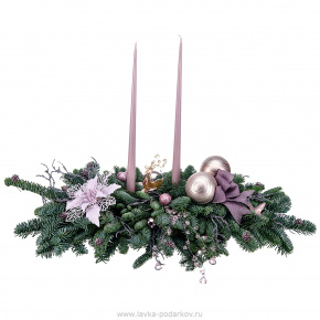 Новогодняя композиция с двумя свечами, фотография 0. Интернет-магазин ЛАВКА ПОДАРКОВ