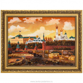 Картина янтарная "Москва. Вид на Кремль" 40х30 см, фотография 0. Интернет-магазин ЛАВКА ПОДАРКОВ
