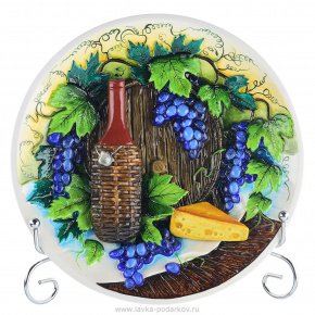 Декоративная тарелка-панно  "Молодое вино" из керамики, фотография 0. Интернет-магазин ЛАВКА ПОДАРКОВ