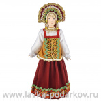 Фарфоровая кукла "Девушка в стилизованном русском костюме"