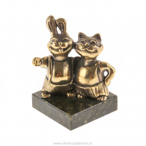 Бронзовая статуэтка "Кролик и кот", фотография 0. Интернет-магазин ЛАВКА ПОДАРКОВ