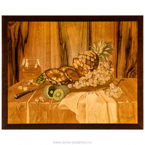 Деревянное настенное панно "Натюрморт с виноградом" 58 х 46 см, фотография 0. Интернет-магазин ЛАВКА ПОДАРКОВ