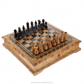 Деревянные шахматы с 2-мя ящиками(карельская береза), фотография 0. Интернет-магазин ЛАВКА ПОДАРКОВ