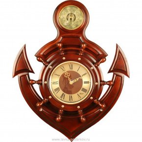 Часы настенные деревянные "Якорь М-90Р" с барометром, фотография 0. Интернет-магазин ЛАВКА ПОДАРКОВ