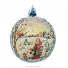 Новогодний елочный шар с росписью "Девочка и белочка", фотография 0. Интернет-магазин ЛАВКА ПОДАРКОВ