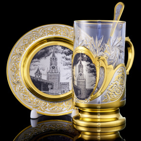 Чайный набор "Кремлевский" Златоуст, фотография 0. Интернет-магазин ЛАВКА ПОДАРКОВ