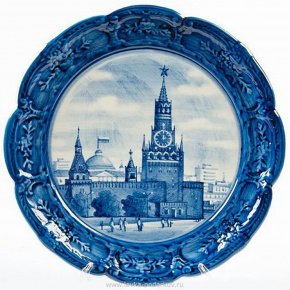 Декоративная тарелка "Кремль" Гжель, фотография 0. Интернет-магазин ЛАВКА ПОДАРКОВ
