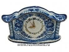 Гжель Часы "Восток" в золоте 19-8*27см Авт. Алехин С.С.