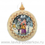Новогодний елочный шар с росписью "Зимний сюжет"