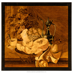 Деревянное настенное панно "Натюрморт с дыней" 49 х 47 см, фотография 0. Интернет-магазин ЛАВКА ПОДАРКОВ