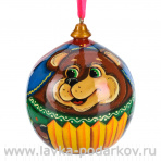 Новогодний елочный шар "Медведь с гармошкой"