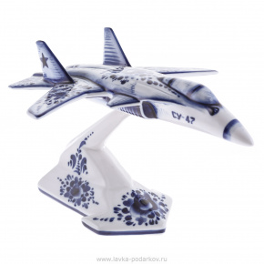Скульптура "Самолет СУ-47". Гжель, фотография 0. Интернет-магазин ЛАВКА ПОДАРКОВ