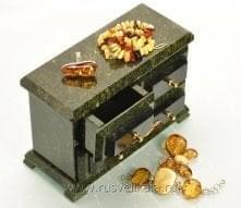 11826/П/2001 Нат.камень Ларец для украшений "Комод" 3 ящика Змеевик 