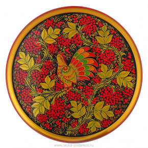 Деревянное панно-тарелка с росписью. Хохлома, фотография 0. Интернет-магазин ЛАВКА ПОДАРКОВ