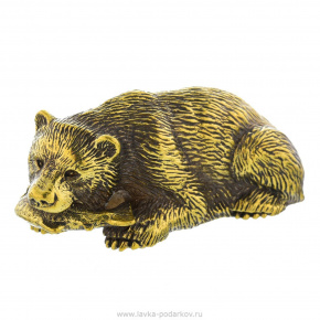 Бронзовая статуэтка "Медведь с рыбой", фотография 0. Интернет-магазин ЛАВКА ПОДАРКОВ