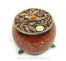 0011488-Б Янтарь Шкатулка "Малина" Бронза