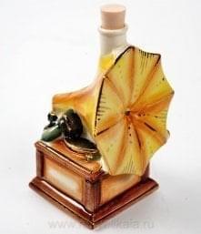 -0,05л Фарфор МИНИ-ШТОФ "Игрушка-Граммофон"в цвете и золоте 0,05л в комплекте 