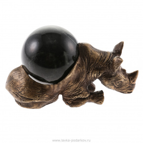Бронзовая статуэтка "Носорог с шаром", фотография 0. Интернет-магазин ЛАВКА ПОДАРКОВ
