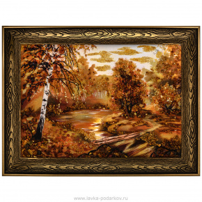 Картина янтарная "Осенний лес" 98х75 см, фотография 0. Интернет-магазин ЛАВКА ПОДАРКОВ
