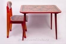 8087 Хохлома НАБОР ДЕТСКИЙ (СТОЛ + СТУЛ) 