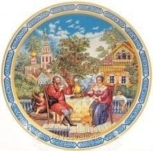 5800 Сувенирная тарелка "Чаепитие" d-20см (Т200-315)