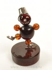 8960-9-Б Янтарь Статуэтка  "СНЕГОВИК" 9см Бронза