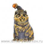 Сувенирный колокольчик "Кот в шапке" с янтарем