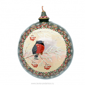Новогодний елочный шар с росписью "Снегирь", фотография 0. Интернет-магазин ЛАВКА ПОДАРКОВ