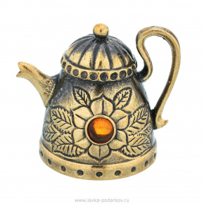 Колокольчик с янтарем "Чайник", фотография 0. Интернет-магазин ЛАВКА ПОДАРКОВ