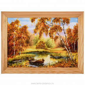 Картина янтарная "Пейзаж №33" 21х15 см, фотография 0. Интернет-магазин ЛАВКА ПОДАРКОВ