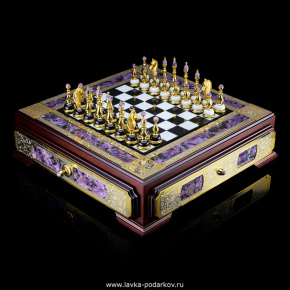 Шахматный ларец из натурального камня с фигурами, фотография 0. Интернет-магазин ЛАВКА ПОДАРКОВ