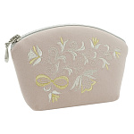 Косметичка бархатная с вышивкой "Букет". Розовая