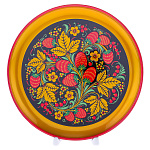 0080870 Хохлома ПАННО-ТАРЕЛКА "Клубника" 21*21см