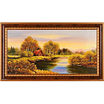 0056152/1 Картина (янтарная крошка)  "УТРО НА РЕКЕ"  30*60см