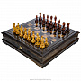Шахматный ларец с янтарными фигурами 45х45 см, фотография 1. Интернет-магазин ЛАВКА ПОДАРКОВ