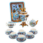 Самовар электрический 1,5 л с сервизом "Васильки". Хохлома