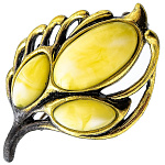 0049763/2123.4 Брошь Винтажный Листик 8 (белый)