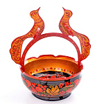 4309/25*29*17  Хохлома Конфетница  "ПТИЦЫ" 29*25*17