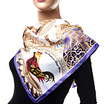  Сувенирный платокФАБЕРЖЕ ЯЙЦО-ЧАСЫ ПЕТУШОК 65*65см состав:шелк70% вискоза30% МД НиныРучкиной