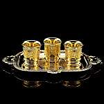 0040513 Златоуст Набор водочный: поднос+3 стопки в П/У