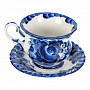 Чайная пара "Ажурная". Гжель, фотография 1. Интернет-магазин ЛАВКА ПОДАРКОВ