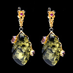 0050404/721066/11,83г  Серебро 925* СЕРЬГИ вст.Янтарь фианит р/п